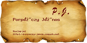 Porpáczy János névjegykártya